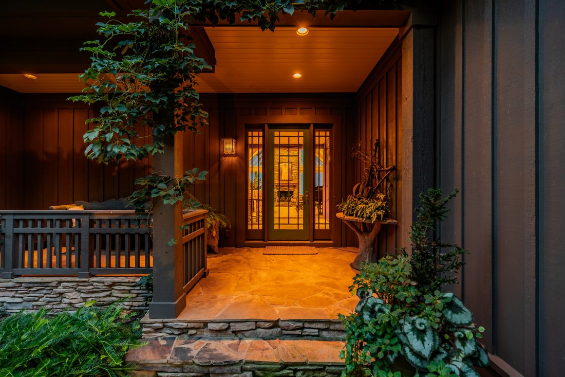 Entry court at twilight