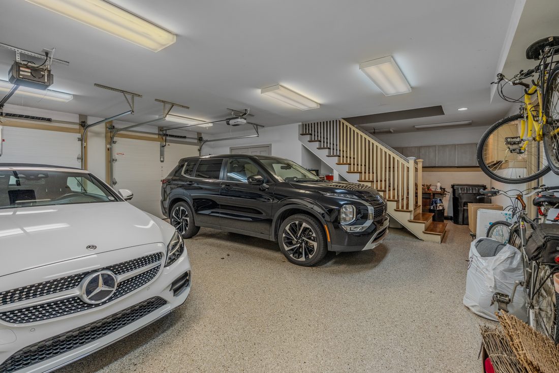 Garage, two bays, epoxy flake floor